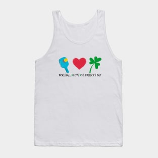 Pickleball Paddle Love Heart Shamrock St Patrick's Day Tank Top